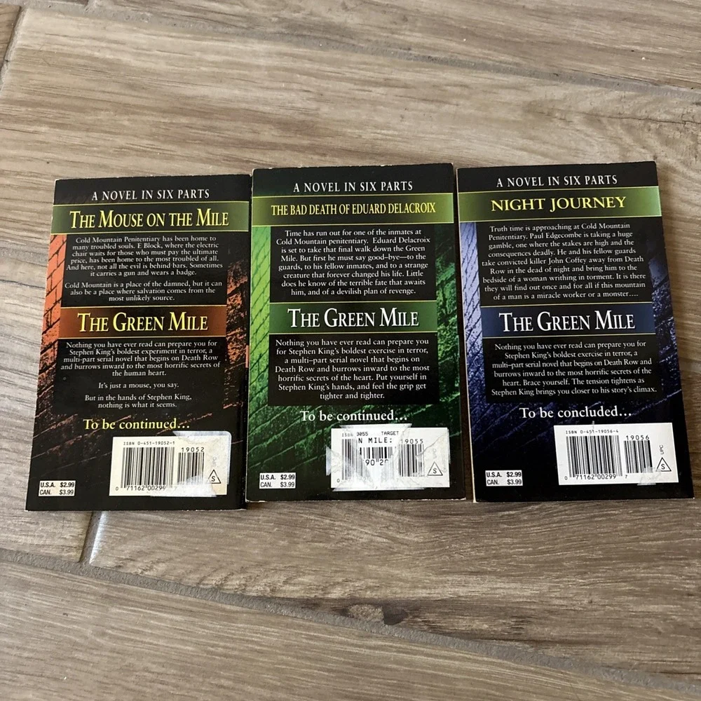 Green Mile Series Parts 2, 4, 5 by Stephen King paperback books